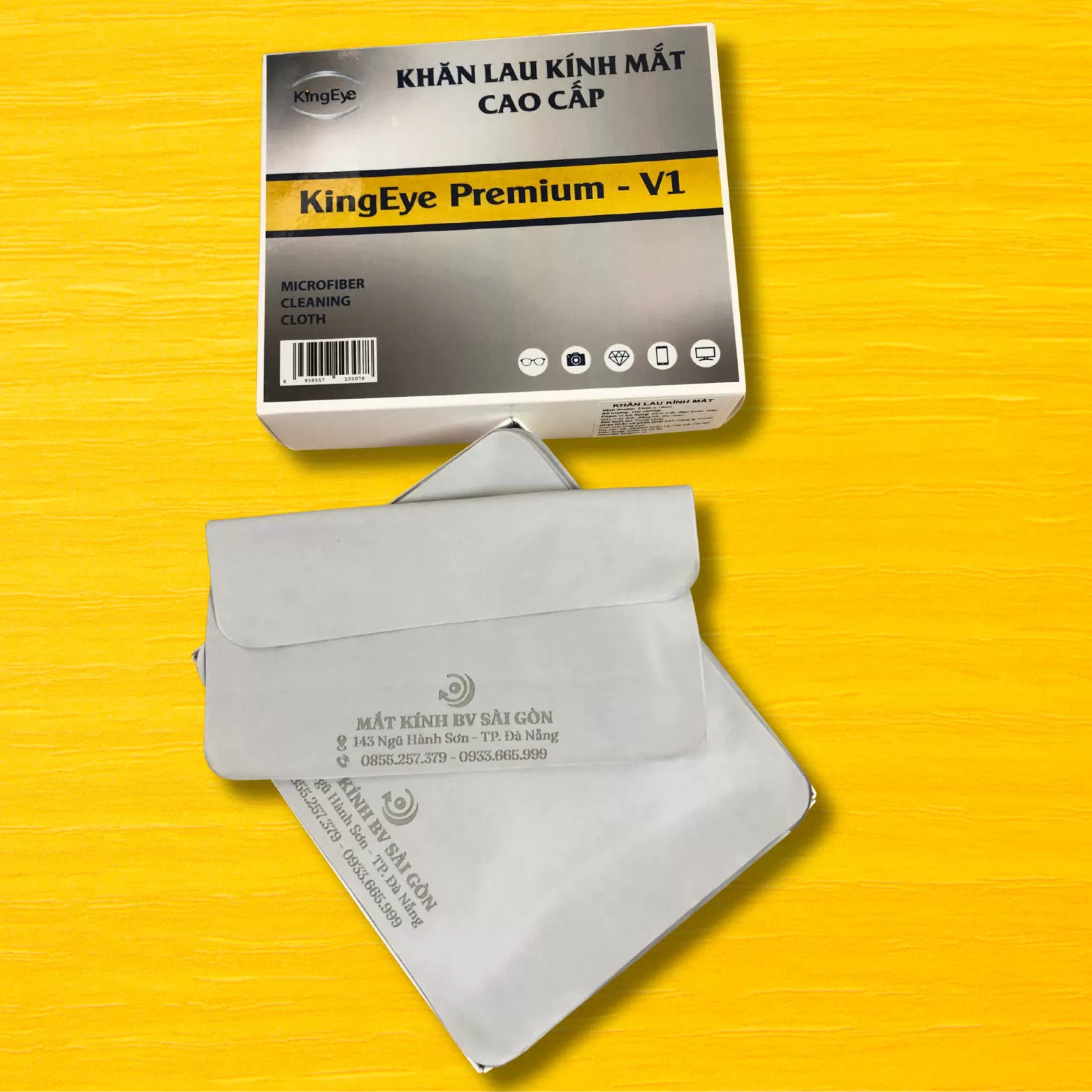 In Khăn KingEye Premium V1 - Xám Bạc